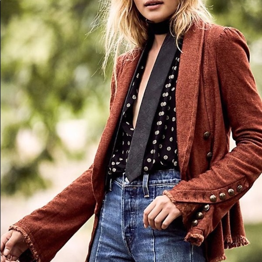 Free people flared sleeve blazer coat